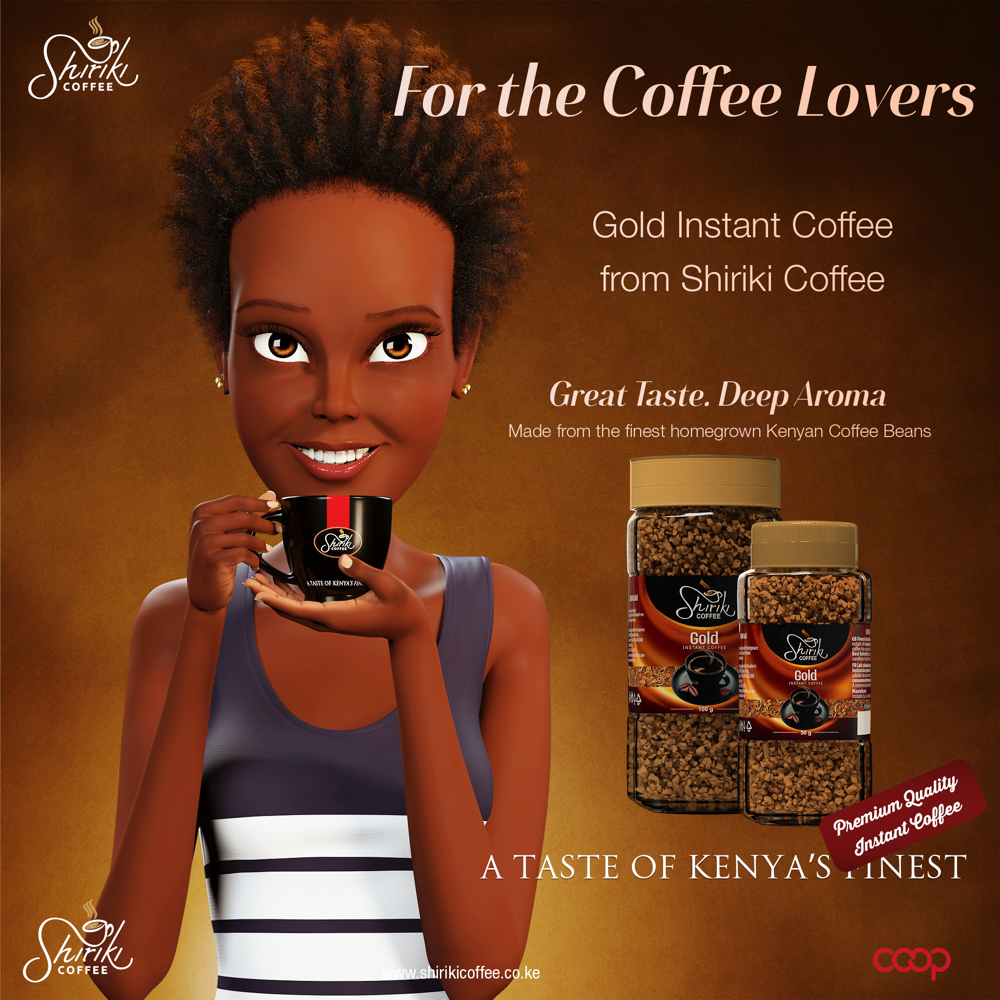 Shiriki brewed Coffee commercial still character mascot - 3d animation - 3d design - epic animation studios kenya